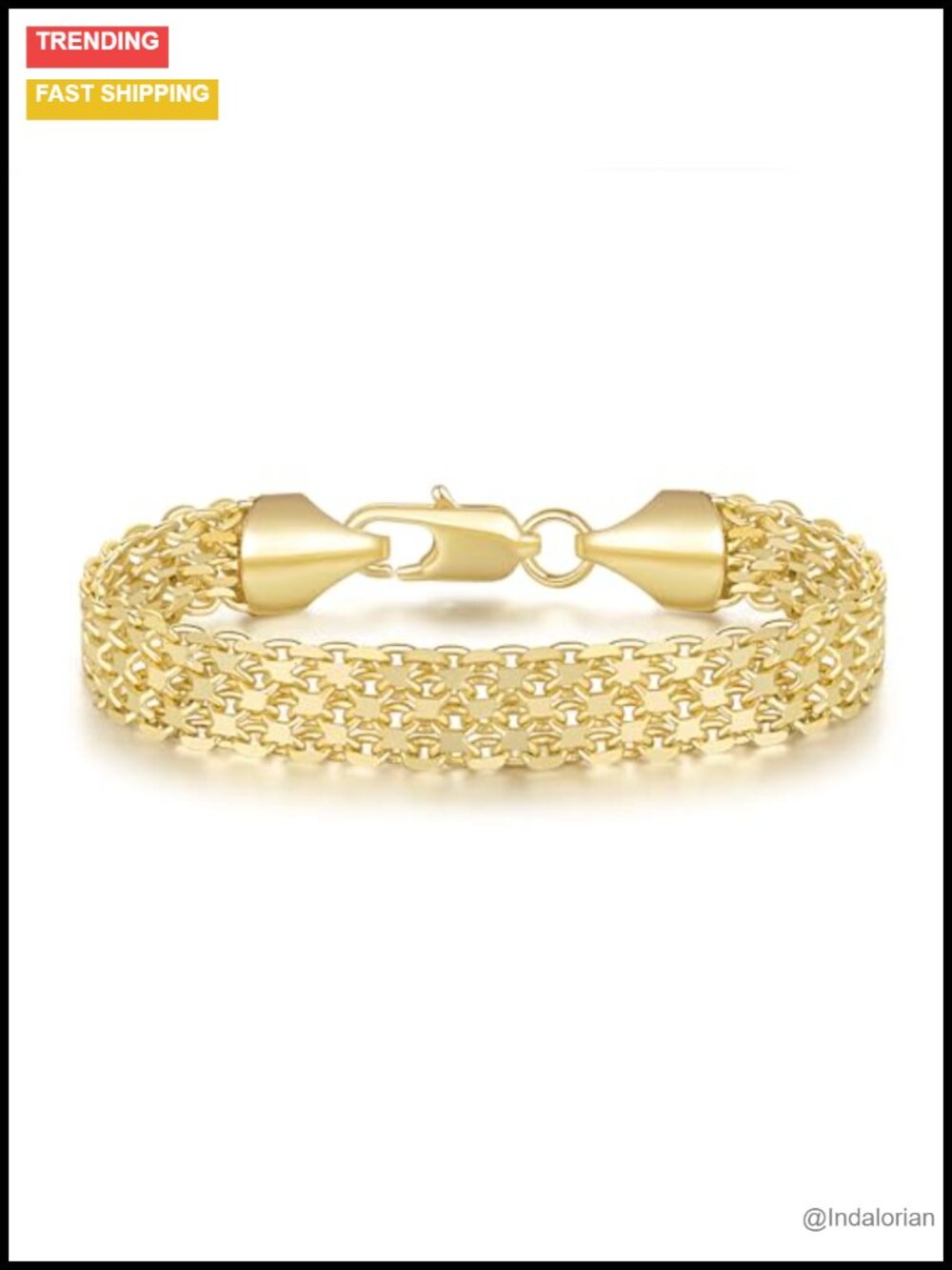 14K Gold Plated Link Bracelet Non Tarnish Chain for Women